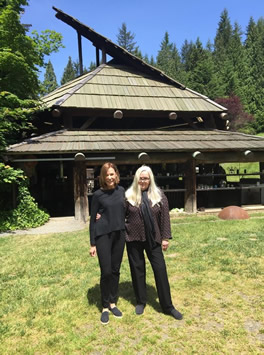 Jan Greenberg and Sandra Jordan at Pilchuck, the glassblowing school started by Dale Chihuly